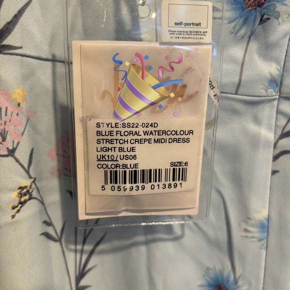 SELF-PORTRAIT Floral Watercolour Crepe Midi Dress - Picture 10 of 11